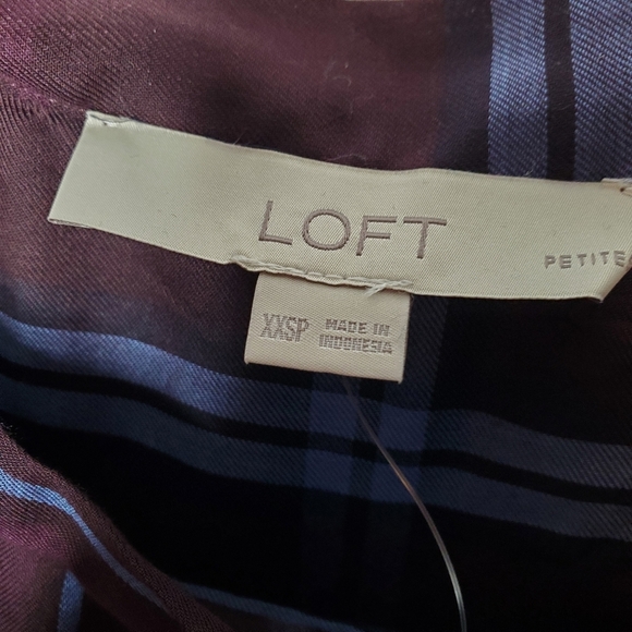 Loft Plaid Off Shoulder Long Sleeve Ruffle Top Blouse Women's Size XXSP NWOT. - Picture 5 of 9